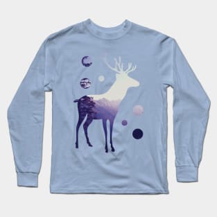 Deer with Mountains and Dots Long Sleeve T-Shirt